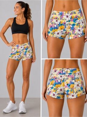 FLEO Booty Shorts XS Geometric Abstract Print CrossFit Weightlifting Gym